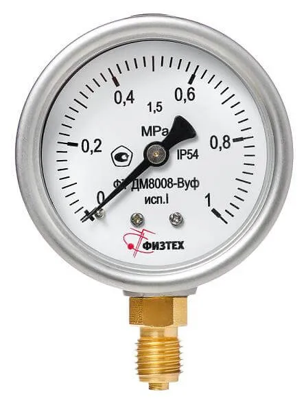 Вакуумметры, мановакуумметры, манометры виброустойчивые ДВ8008-ВУф, ДА8008-ВУф, ДМ8008-ВУф исп 1 (Диаметр: 63 мм)